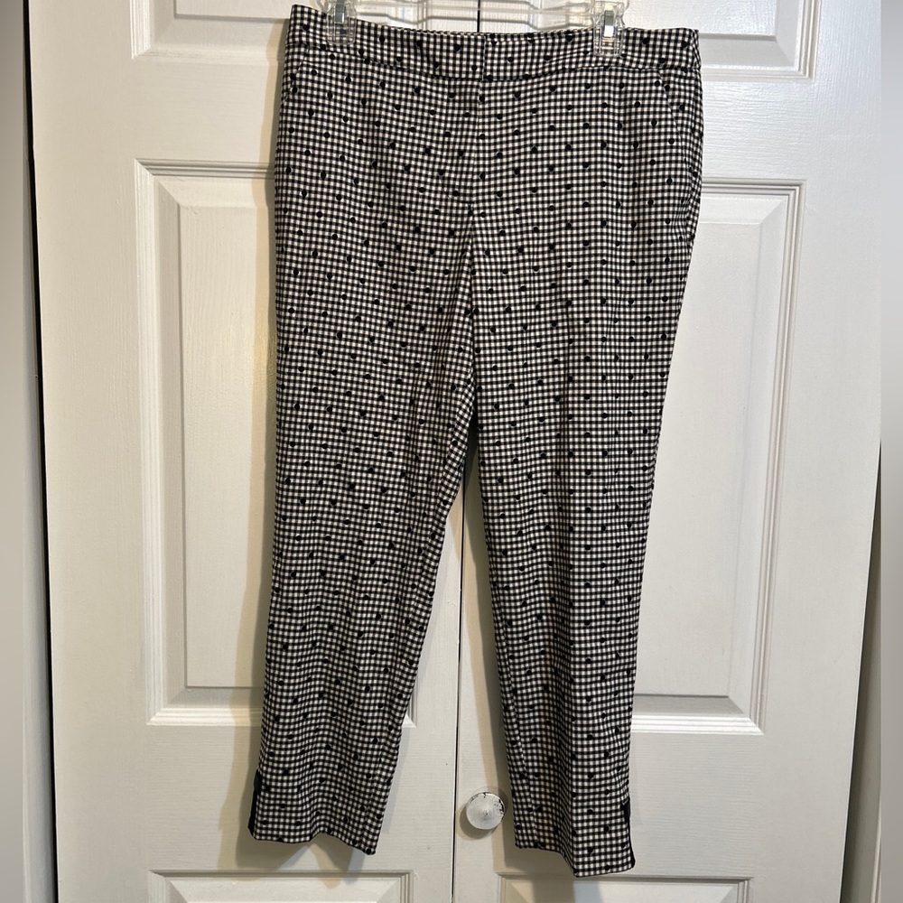 NWT Talbots Petites Size 8P Black Ivory Houndstooth Wood Blend Pants Trousers